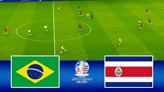 BRAZIL vs COSTA RICA  COPA AMERICA 2024  Group Stage  Full Match  PES Gameplay [upl. by Anirav432]