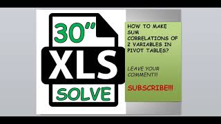 How to make sum correlations of 2 variables in pivot tables [upl. by Braasch]