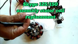 Skygo 150125 assembly stator coil sourcecoil secondary chargingcoil winding CDIreplacement [upl. by Harihat]