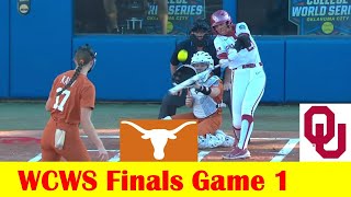 2 Oklahoma vs 1 Texas Softball Highlights 2024 NCAA World Series Finals Game 1 [upl. by Shirline909]