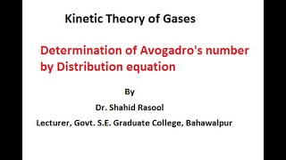 Determination of Avogadros number by Distribution equation or Barometric formula by Dr Shahid [upl. by Yerffoj]