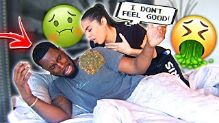 THROWING UP ON MY BOYFRIEND WHILE HE SLEEPS PRANK GETS HEATED [upl. by Irmo]