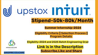 Upstox Summer Internship 2024  Intuit Summer Internship 2024  Internship for 2024 and 2025 Batch [upl. by Euell130]