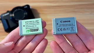 Wasabi Power VS Official Canon Battery — Best Replacement Battery for Canon Cameras NB13L [upl. by Ayisan711]