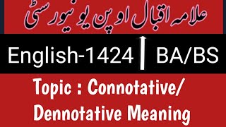 Aiou 1424 English  Connotative amp Denotative meanings [upl. by Carothers]