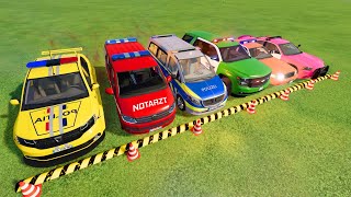 POLICE CAR DODGEFORD CHEVROLET MERCEDES DACIA CAR TRANSPORT COLORFUL CARS FS22 [upl. by Ssyla]