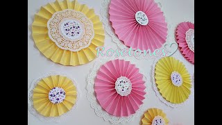 Rosetones de cartulina y Blondas Flowers cardboard paper doilies [upl. by Shu]