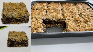 Recette Carrés aux Dattes à lavoine Facile مربعات التمر بالشوفان سهلة و لذيذة date square [upl. by Palm]