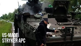 Russian Forces capture first USmade M1126 Stryker APC during Ukraines Kursk offensive [upl. by Collar]