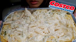 ASMR EATING 🧀🧀🧀 CHEESY ALFREDO PASTA COSTCO REAL SOUND CAR MUKBANG WHISPERING TWILIGHT SHOW [upl. by Gunner]