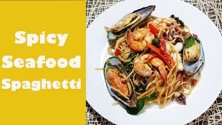 Spicy Seafood Spaghetti Easy cooking healthy dish  homemade recipe [upl. by Valentia]