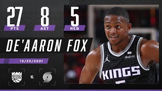 De’Aaron Fox records 27 PTS 8 AST 5 REB as Kings take down Blazers [upl. by Belicia]