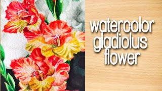 Easy watercolor painting of Gladiolus Flower paintingTimelapseAmshus Easy PAINT [upl. by Dlareme]