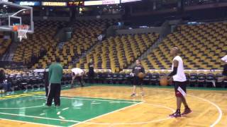 Ray Allen firing 3s before Celtics Heat Sunday morning [upl. by Walter]