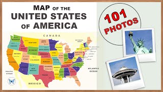 50 States of the USA Map with state capitals flags seals largest citieswith photosGeography06 [upl. by Ravid]