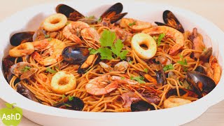 Pasta integral con mariscos  Una receta deliciosa de frutos del mar con espaguetis [upl. by Gerhard]