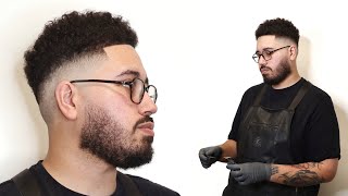 Blurry 👀 Mid Skin Fade w Curls Haircut Tutorial [upl. by Sirob869]