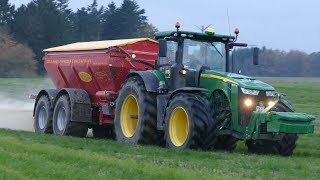 John Deere 8370R Spreading Lime w Bredal K165 Spreader  Danish Agriculture 2017  MBA Agro [upl. by Gray]