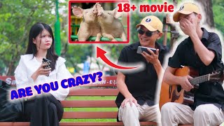 GUITAR PRANK  Pro Guitarist Pretends to Watch an 18 Movie and gets Cursed at by a Girl [upl. by Mufi]