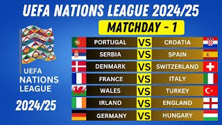 UEFA NATIONS LEAGUE FIXTURES TODAY  UEFA NATIONS LEAGUE 202425  MATCHDAY 1 FIXTURES [upl. by Calendre]