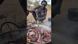 So delicious natural Soup cooked by bushmen middle of nowhere ‼️😲😋 Dont miss this lunch foodlover [upl. by Ynaffik]