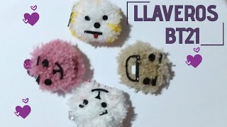 Llaveros BT21 con pompones [upl. by Eidnas949]