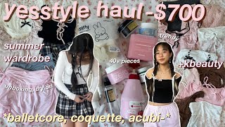 700 HUGE YESSTYLE tryon haul 🩰 40 items trendy aesthetic clothes  kbeauty coquette acubi [upl. by Treblig]