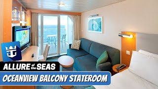 Allure of the Seas  Ocean View Stateroom with Balcony Tour amp Review 4K  Royal Caribbean Cruise [upl. by Sandler]