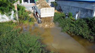 Good Job Repairing a road damaged by floods support by Dozer amp 5T Truck [upl. by Nieberg385]