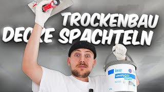 TROCKENBAU DECKE SPACHTELN Q1Q4 mit Knauf Uniflott So gehts richtig ✅ Anleitung vom Profi 👷🏼‍♂️ [upl. by Gerard]