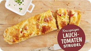 Rezept für BlätterteigTomatenStrudel  vegetarisch [upl. by Olpe]