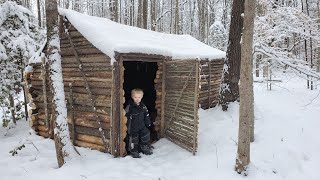 1 Year in Log Cabin Survival Shelter Building Camping Repairing Bushcraft Shelter [upl. by Airemahs]