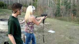 Chick shooting the Mac10 full auto [upl. by Zebedee620]