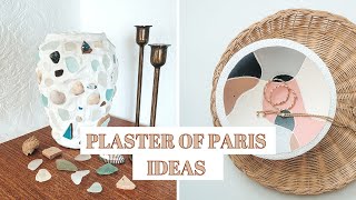 DIY PLASTER OF PARIS IDEAS  Home Decor Mosaic Vase amp Engraved Bowl [upl. by Derag773]