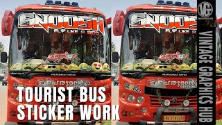 Snoosh Tourist bus Sticker work🔥 tourist bus name installing 🔥 Bus Graphics work🔥 [upl. by Lasser]