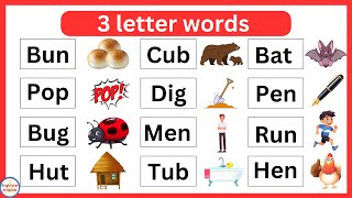 Three letter words  three letter words in english  3 letter word  Phonics for Kids  Preschool [upl. by Lorri]