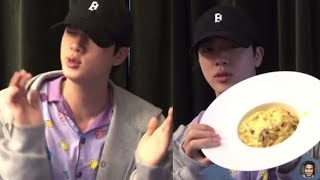 BTS Jin Singing Super Tuna amp Eating Carbonara in Weverse Live Sep 21 2024 [upl. by Ballman]