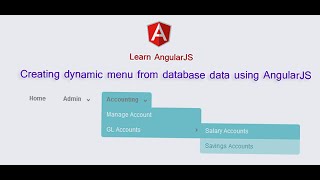 Creating dynamic menu from database data using AngularJS [upl. by Lipkin370]