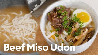 MANIS GURIH HANGAT  RESEP BEEF MISO UDON [upl. by Yecac812]