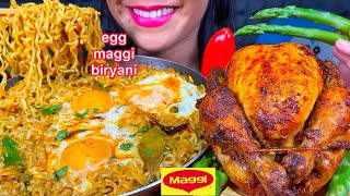 ASMR EGG MAGGI BIRYANI WHOLE ROAST CHICKEN PEPPER ASPARAGUS MASSIVE Eating Sounds [upl. by Rodrigo561]