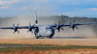 US C130 Powerful Reverse Thrust Landing in Middle of Nowhere [upl. by Arrahs]