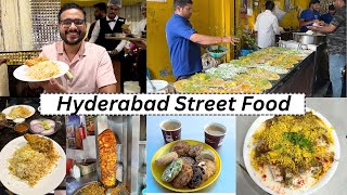 Hyderabad Street Food Part 1  Hyderabadi Chicken Biryani Osmania Biscuits Shawarma and more [upl. by Tnirb]