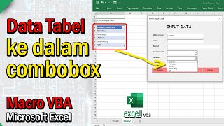 Menampilkan Data ke Dalam Combobox Di Macro VBA Microsoft Excel [upl. by Weisler]