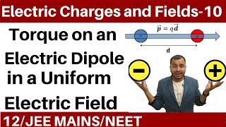 Electric Charges and Fields 10  Torque on an Electric dipole Placed in a Uniform Electric Field II [upl. by Aleacim]