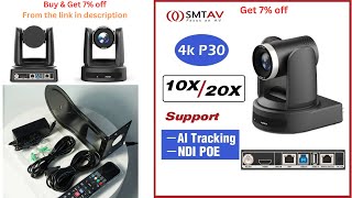 3SMTAV AI 4K PTZ Conference Camera Live Streaming 10X20X Zoom NDI HDMI POE for Church amp Meetings [upl. by Zigmund]