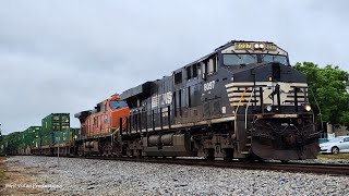 5102024 NS ES44AC 8097 amp Ex KCSBNSF Dash 944CW Lead NS 24A Thru Bonaire GA [upl. by Ambrosius]