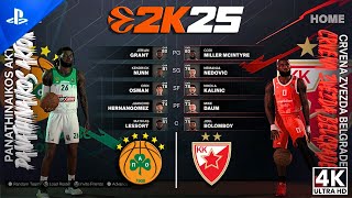 PANATHINAIKOS big FIGHT with CRVENA ZVEZDA  PS5 4K60 EUROLEAGUE 2K25 ULTRA Realistic Gameplay [upl. by Iorgo]