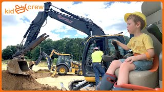 Kids use construction vehicles Educational how excavators  diggers  backhoes work  Kid Crew [upl. by Neerual]