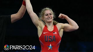 American Amit Elor continues womens 68kg freestyle wrestling run to final  Paris Olympics [upl. by Veejar]