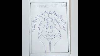 National Youth Day Drawing  Youth Day poster drawing  easy youth day drawing  shorts [upl. by Nnaoj]